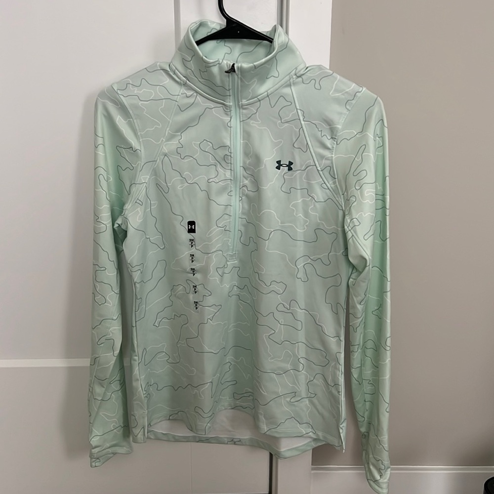 Under Armour Fitted Cold Gear 1/2 Zip Pullover Jacket Mint Green